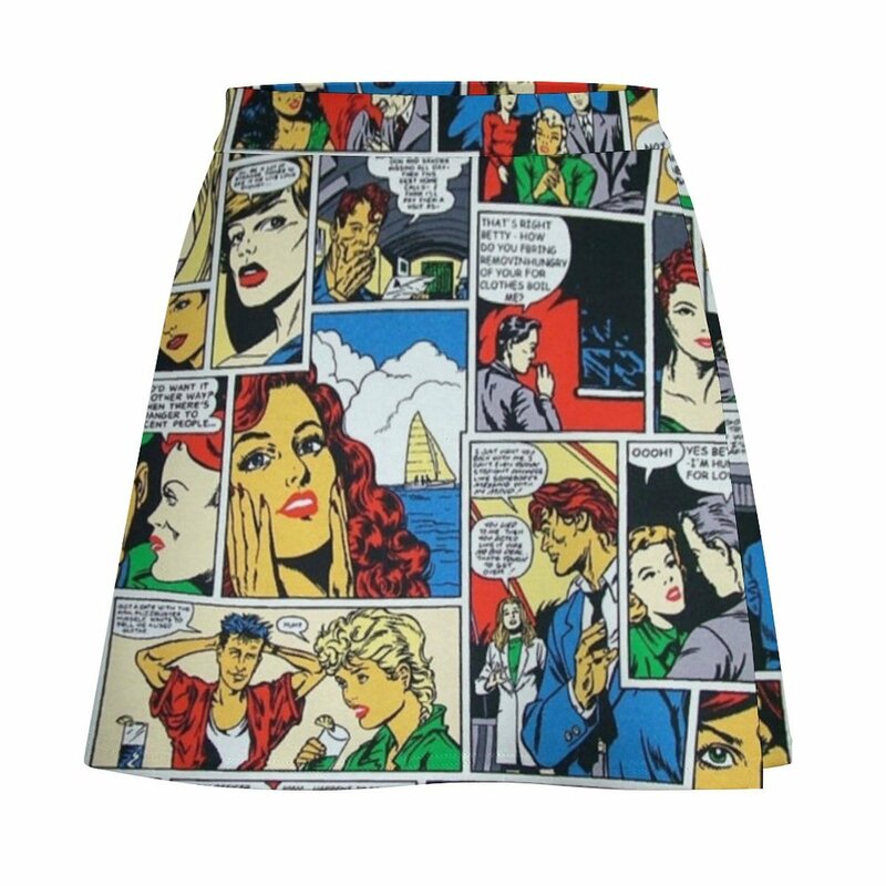 Minifalda de tiras cómicas para mujer, ropa de verano 2023, novedad, falda kawaii
