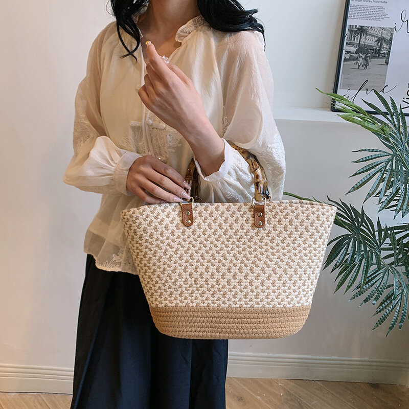 Cgcbag lässige hand gewebte Tasche für Frauen Lager Kapazität Stroh Einkaufstasche 2024 neue Luxus Sommer weibliche Strand tasche Handtaschen