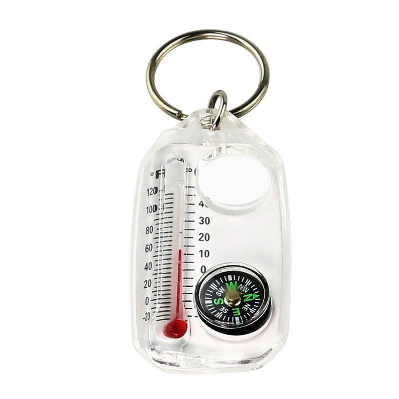 Mały brelok z termometrem i kompasem Mini kieszonkowy brelok do kluczy Sprzęt na kemping Piesze wycieczki z plecakiem Survival Emergency