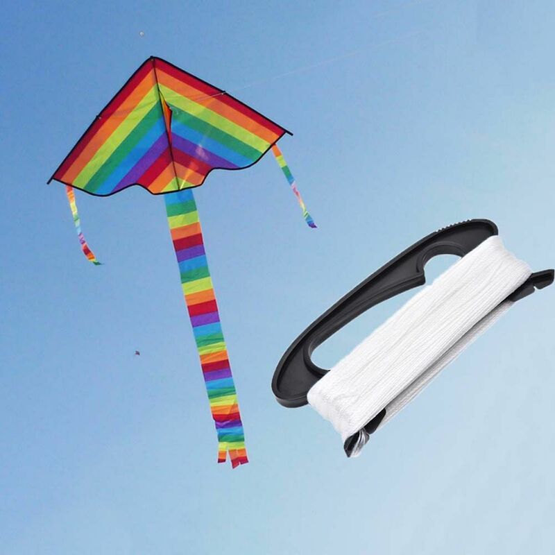 Herramienta de plástico con forma de D para niños, tablero de mango, enrollador de hilo de cometa volador, Color negro, regalo de metros