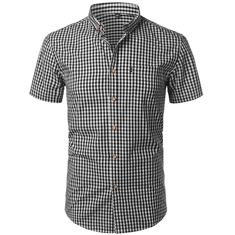 Mens Plaid Shirt Long Sleeves Cotton Casual Slim Fit Shirts Button Up Men Dress Shirts Business Shirt Chemise Camisa Masculino