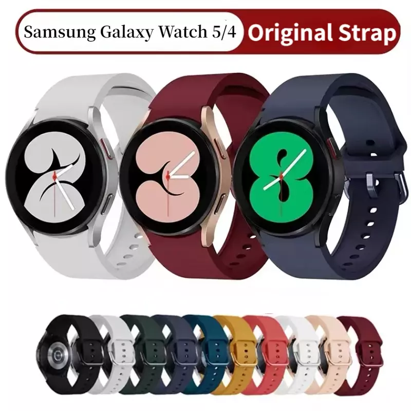Tali silikon 20mm untuk jam Samsung Galaxy, tali silikon 5/4 40mm/44mm asli gelang tanpa celah untuk jam Galaxy 4 Klasik 46mm/42mm Correa