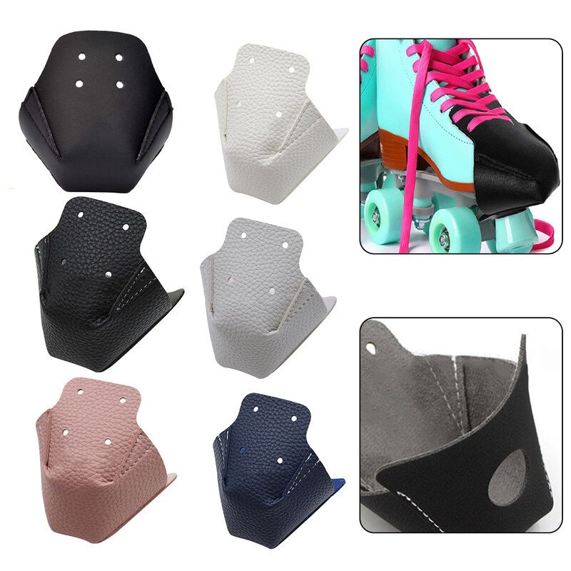 Protectores de cuero para patines en línea, protectores para dedos de los pies, fácil de limpiar, con 4 agujeros, 2 piezas