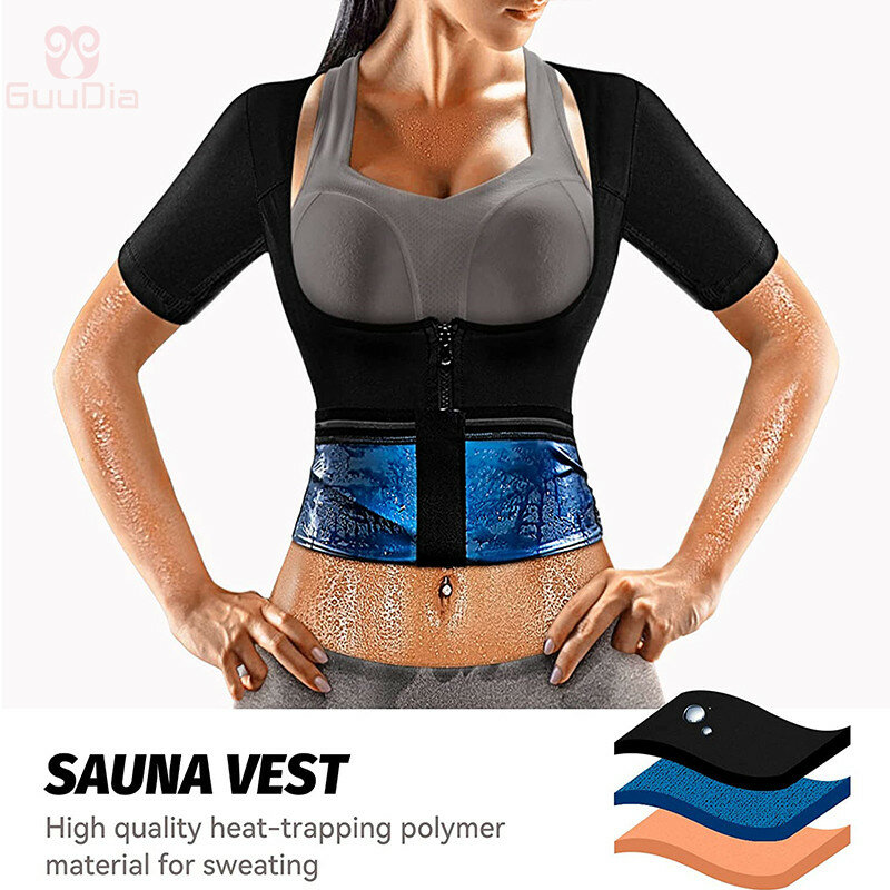 GUUDIA kobiety gorset Waist Trainer urządzenie do modelowania sylwetki koszule spodenki wyszczuplające gorset modelujący gorące pocenie się garnitur neoprenowe garnitury odchudzanie gorsety