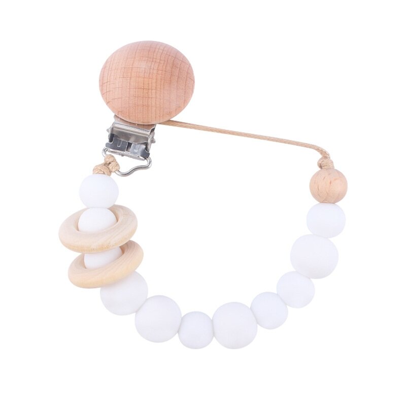 Baby Schnullerkette Clip Pflege Beißring Schnullerhalter Silikon Perlenkette Clip