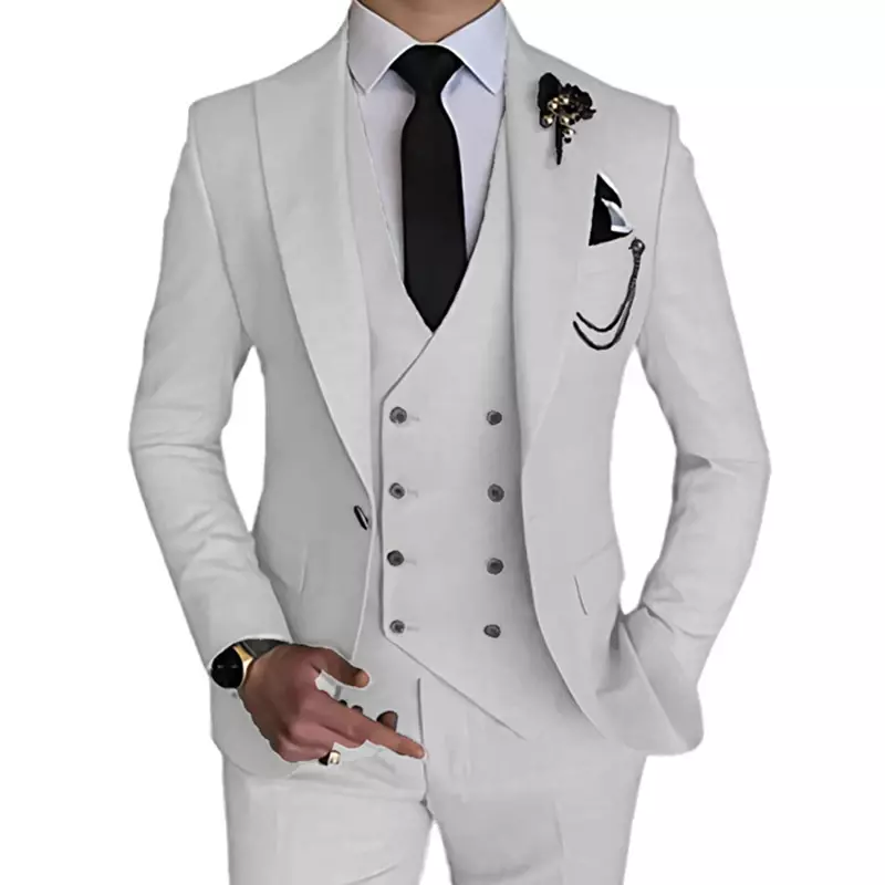 Traje de boda de Color liso para hombre, conjunto de 3 piezas de chaleco, chaqueta, blazer, pantalones, moda de ocio, Boutique de negocios, novedad de 2023