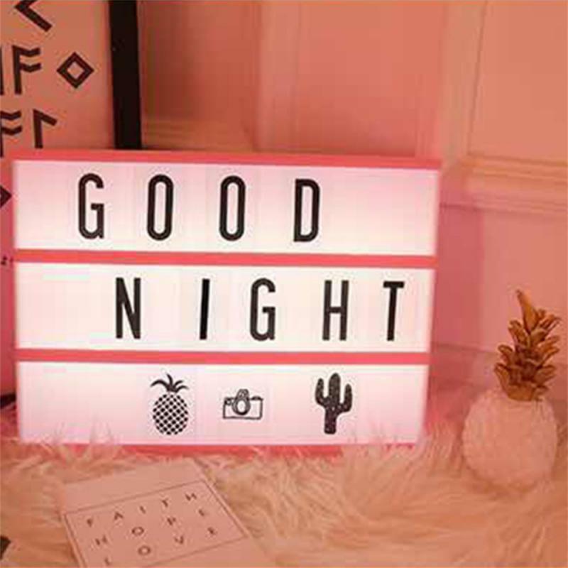 Caixa colorida da lâmpada da noite do usb, símbolo cartões decoração, mesa mesa Desk, Powered carta da noite, caixa de luz, caixa de luz A4