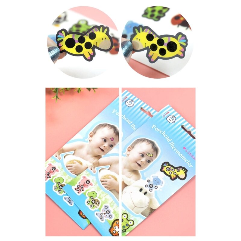 67JC Accurate Stick-On Fever Indicator Cute Forehead Fever Stickers Home Supplies Temperature Fever Patch for Kids Baby Adult