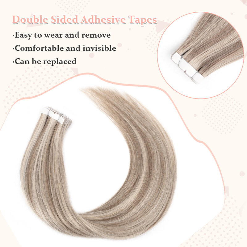 Paruks-extensiones de cabello humano para mujeres negras, cinta recta Invisible de 12-24 pulgadas, 16 piezas, trama de piel, adhesivo de cabello Remy Natural