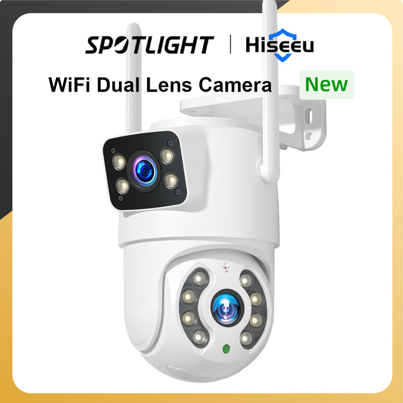 Hiseeu-Cámara de videovigilancia CCTV con visión nocturna a Color, 8MP, 4K, PTZ, Wifi, IP, doble lente, protección de seguridad, Monitor humano