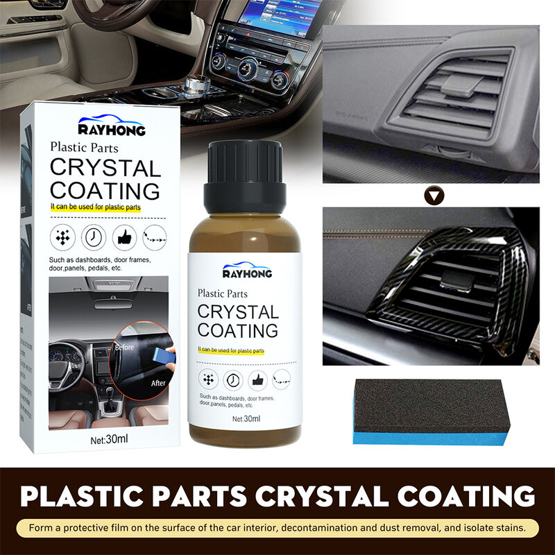 Cars Plastic Restorer Car Wash Maintenance Plastics Crystal Coating Plastics Parts Refurbish Agent With Sponge For BMW VW Tesla
