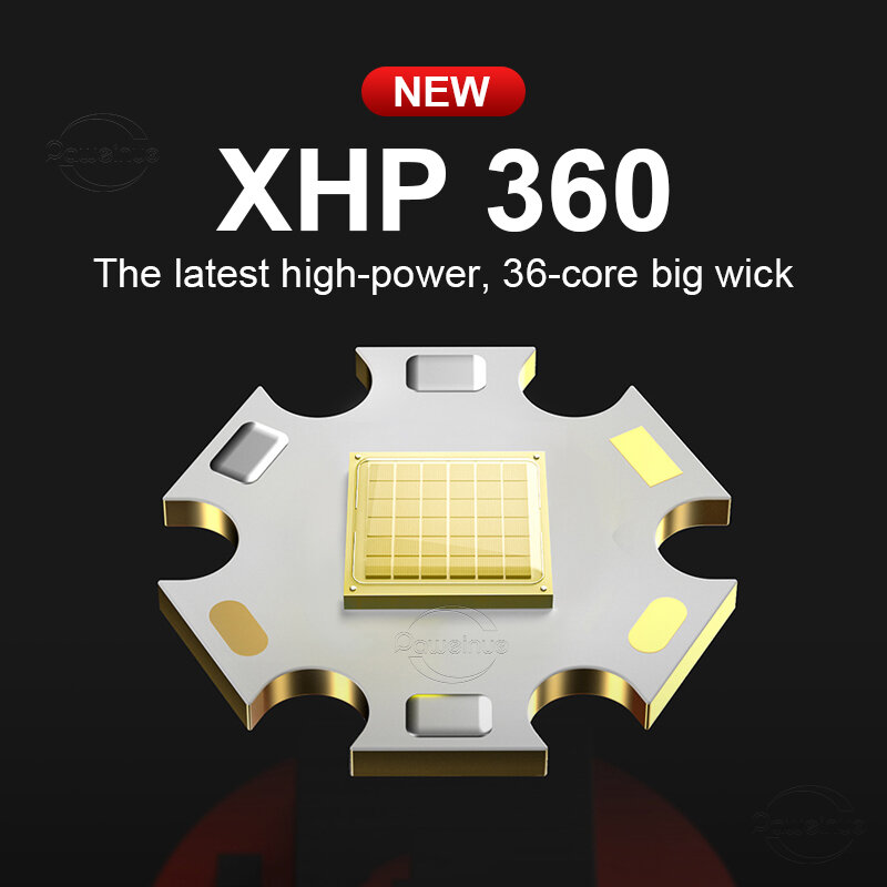 3000 루멘 강력한 LED 손전등, 충전식 전술 토치 라이트, USB XHP50 캠핑용 고출력 핸드 램프 랜턴, XHP360