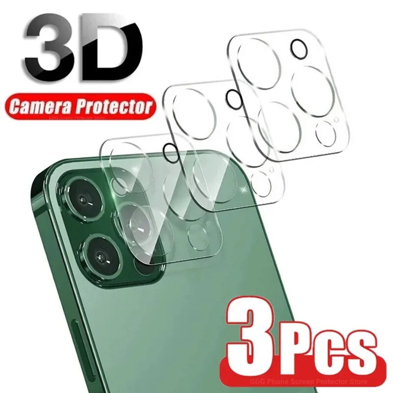 Protecteur d'objectif de caméra arrière 3D HD, film de protection en verre sur iPhone 11, 12, 13, 14, 15 Pro Max, 13Mini