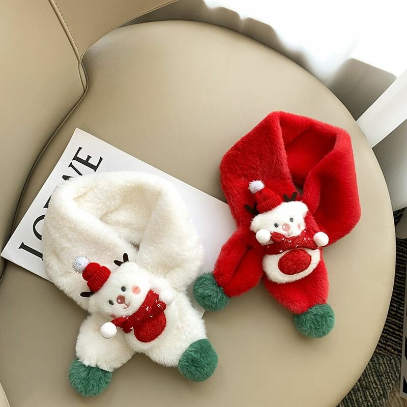 귀여운 곰 인형 겨울 스카프, 어린이 선물, 남아 여아 폼폼 크리스마스 스카프, 목 따뜻한 어린이 스카프, 어린이 봉제 랩