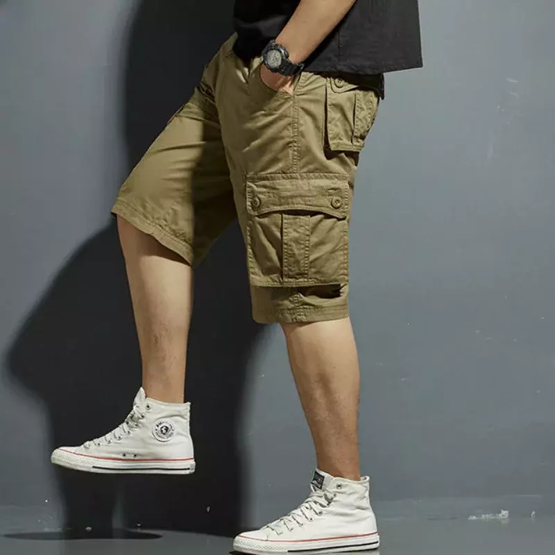 Pantalones cortos Cargo para hombre, Bermudas de camuflaje, combate, sólido, diseñador, Harajuku, suelto, nuevo, Y2k, grande y alto
