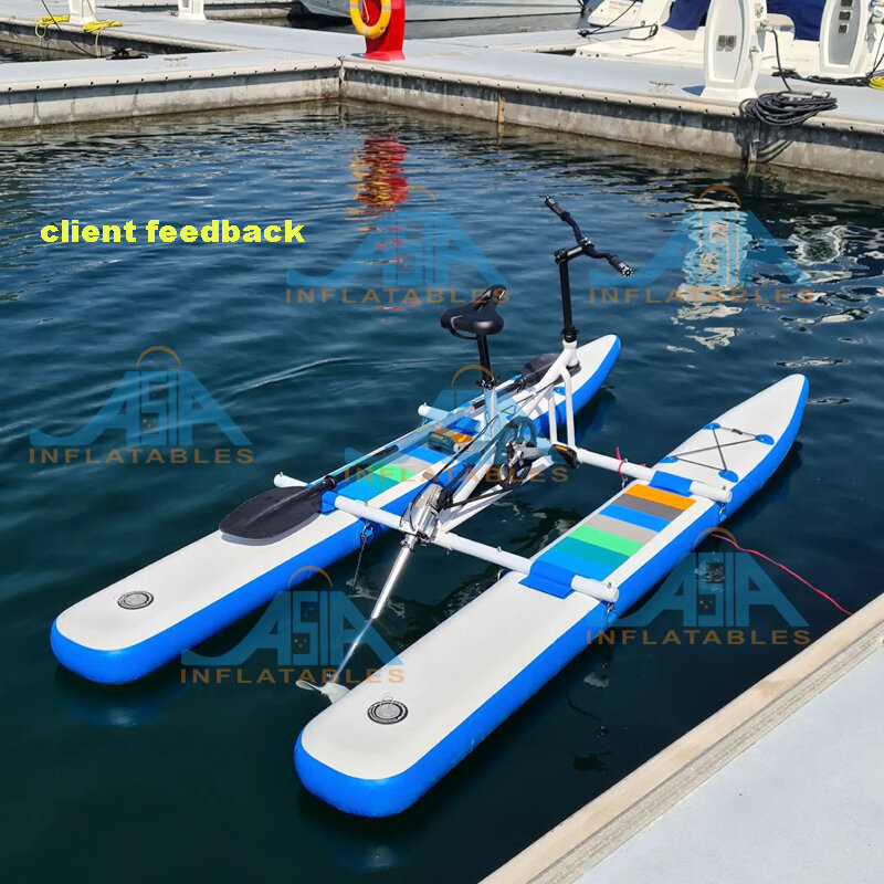 Pedal de agua inflable para deportes acuáticos, bote de bicicleta flotante, bicicleta de agua de mar, mejor precio