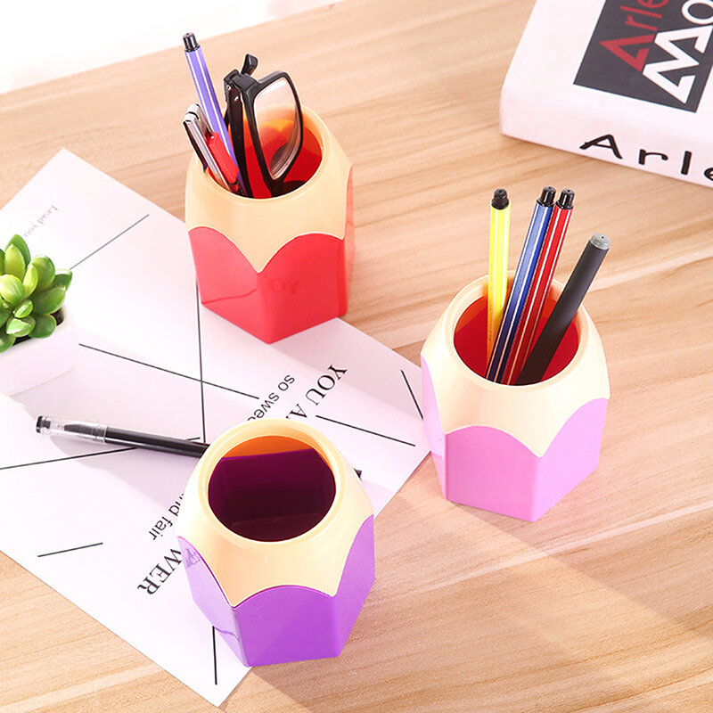 Creative Colorful Pencil Tip Pen Container Multifunctional Pencil Holder Creative Student Stationery Desktop Storage Pen Holder