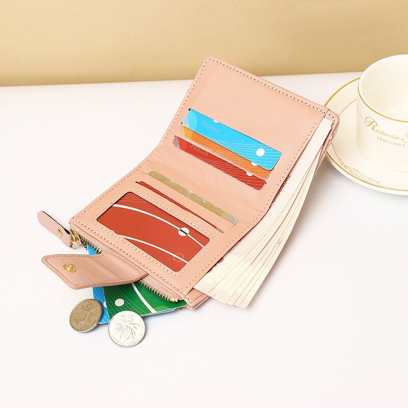 Skórzane portfele dla kobiet luksusowy projektant torebki z posiadaczem karty słodkie pieniądze torba z zamkiem błyskawicznym monety kiesy Monederos Para Mujer