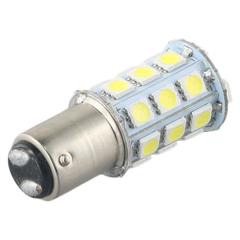 White LED Inner Lights Lâmpadas, 27-SMD BA15D, Cabine, Marine, Barco, 1004, 1076, 1142, Turn Signal, Lâmpada reversa, 1Pc