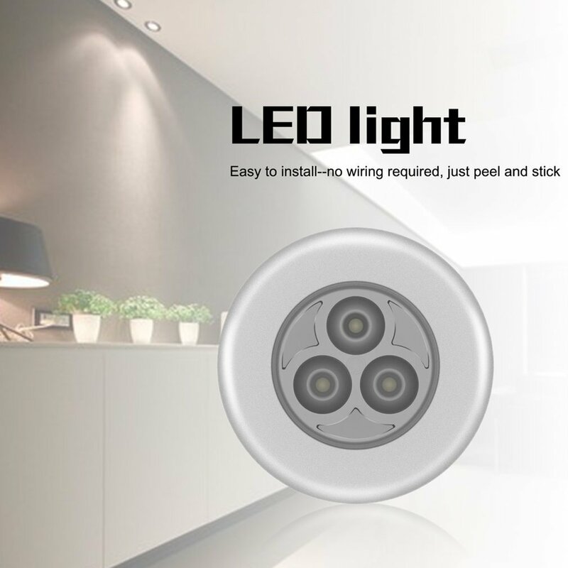 Lâmpada de toque LED redonda para parede e gabinete de cozinha Mini Night Light, lâmpada de cabeceira, lâmpada Pat, lâmpada de parede do teto