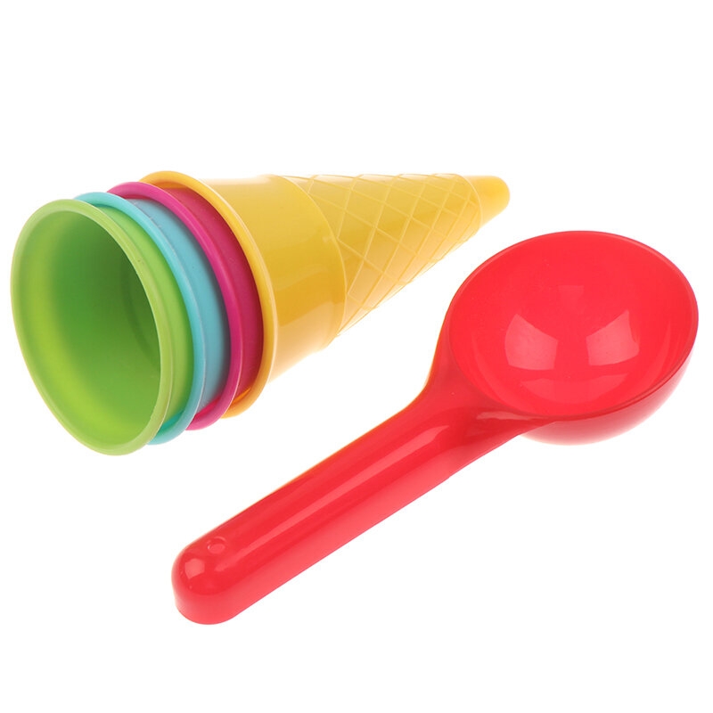 Juego de cucharas de cono de helado para niños, juguetes de playa, juguete de arena para niños, juego educativo de verano, regalos, 5 piezas por lote
