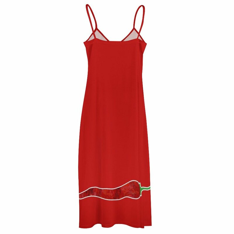 Vestido de verano de lujo para mujer, rojo, pimiento picante, sin mangas, 2023
