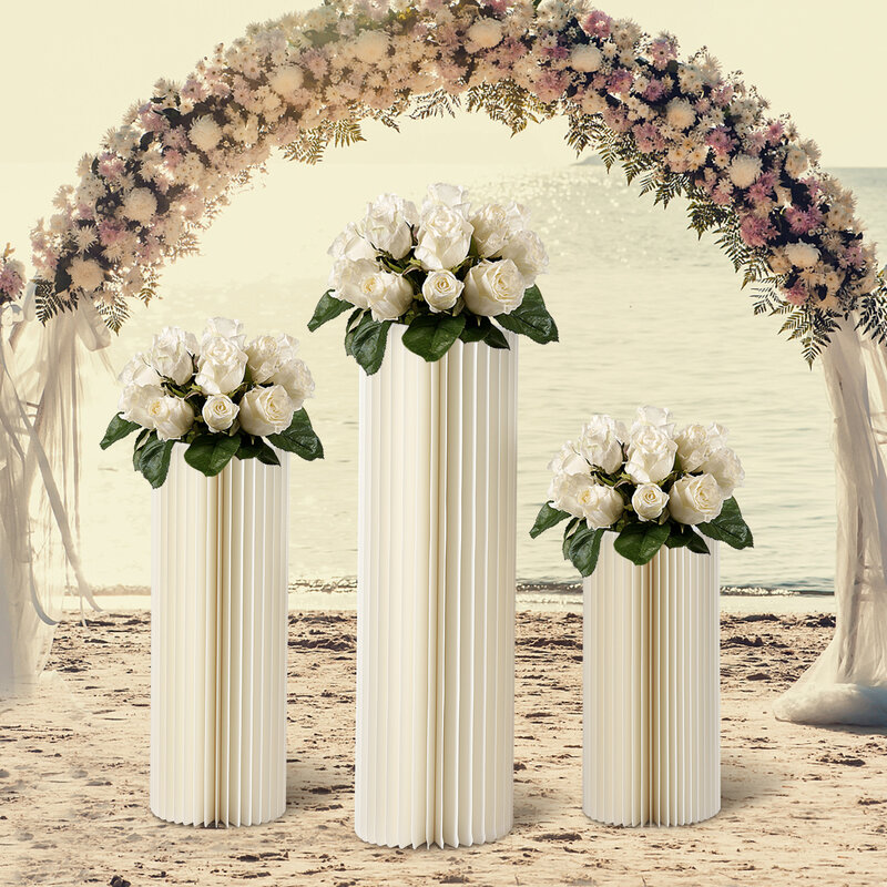 Hochzeit Blumen ständer hoch Blumen ständer weiß faltbar Pappe Blumen ständer Herzstück Display Hintergrund steht Event Dekor