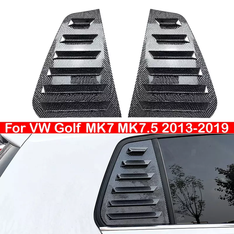 For VW Golf MK7 MK7.5 2013-2019 Car Rear Louver Window Side Shutter Cover Trim Sticker Vent Scoop ABS Carbon Fiber Black Auto