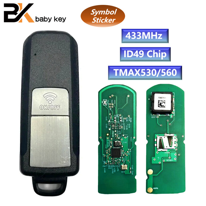 Clé de télécommande de clé de BB pour le scooter de moto de Yamaha TPrévention 530 TPrévention 560 T-MAX 530/560 2016-2021 433MHz ID49 Chip Smart Key