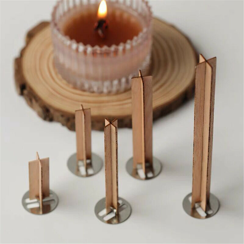 10 Buah Sumbu Sumbu Kayu untuk Lilin Kedelai Parffin Lilin DIY Aromaterapi Tanpa Asap Lilin Membuat Perlengkapan Alat Pesta Hadiah Ulang Tahun