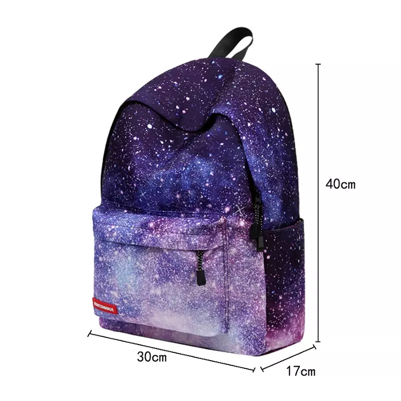 กระเป๋าเป้สะพายหลังหลากสีกระเป๋านักเรียนลายดาวจักรวาลสำหรับวัยรุ่นแล็ปท็อปฮาราจูกุใหม่