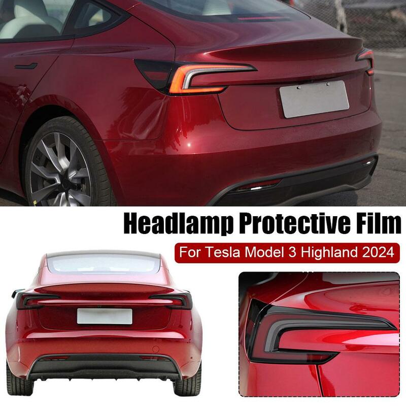 For Tesla Highland 2023 2024 Headlight Taillight Protect Film  TPU Headlamp Tail Lamp Black Color Changing Films
