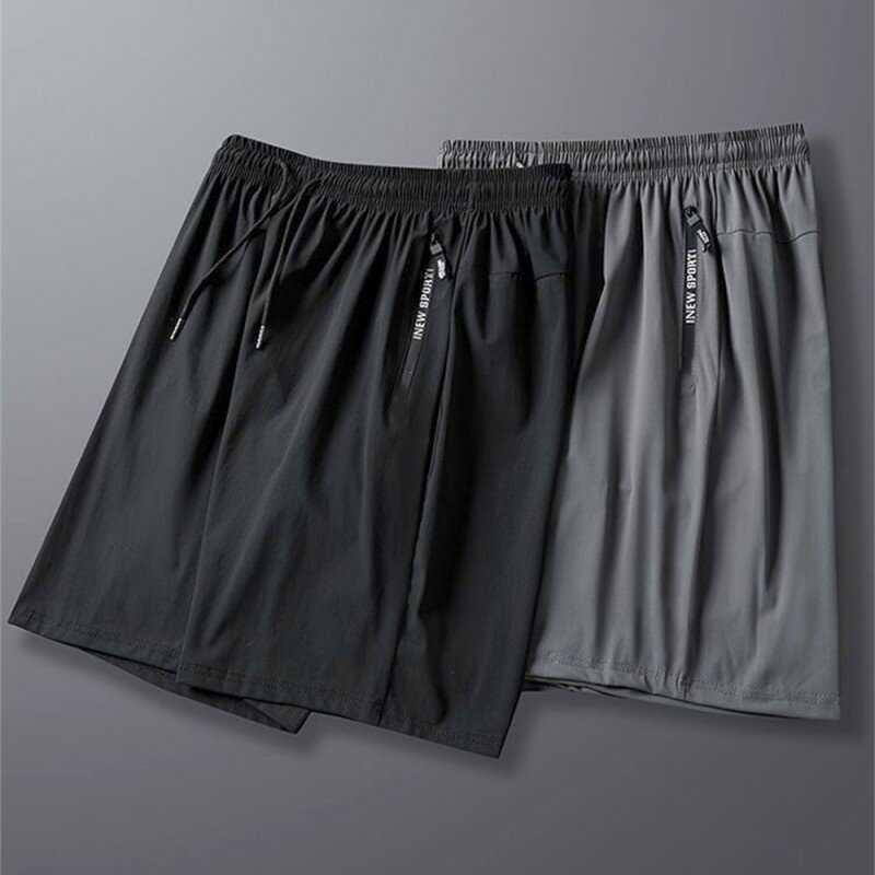 กางเกงวอร์มขายาวผ้าไอซ์ซิลค์สำหรับผู้ชาย, กางเกงแฟชั่นลำลองกีฬากางเกงยืดกางเกงขาสั้นแห้งเร็วทรงหลวมบางสำหรับฤดูร้อน