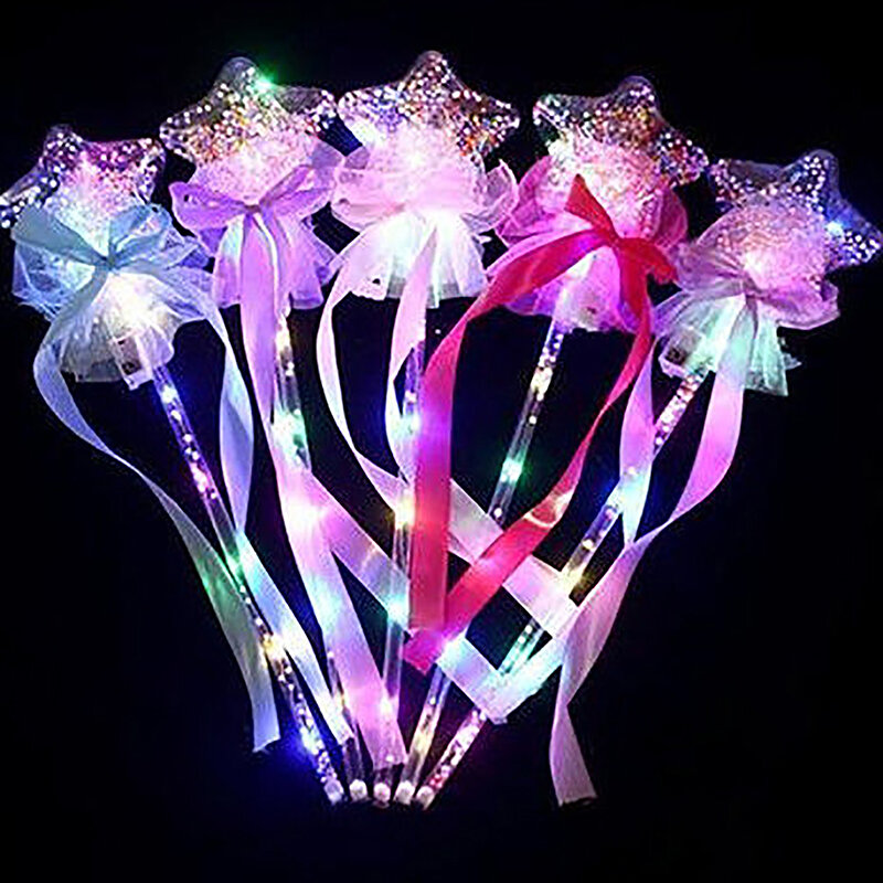 Varita mágica de princesa de mano, palo para disfraz, espectáculo de juegos de rol, fiesta de Cosplay, luz LED, bonito juguete brillante