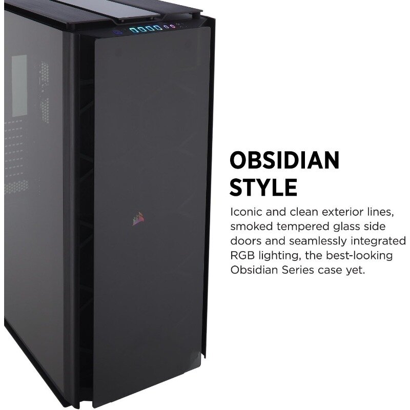 Obsidian-carcasa supertorre serie 1000D, vidrio templado ahumado, embellecedor de aluminio, ventilador Commander PRO integrado