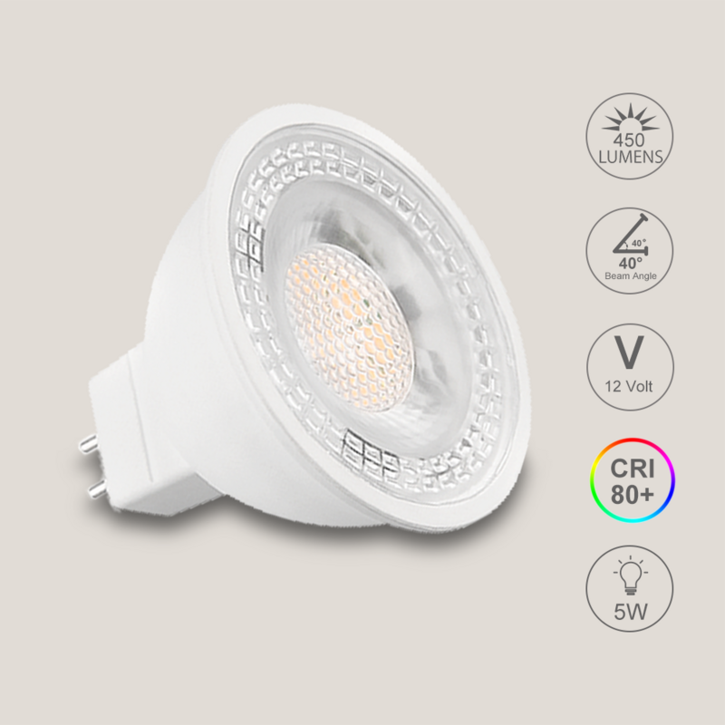 Ampoule LED MR16 5W blanc chaud/lumière du jour 3000K/5000K 12V 50W, chaînes lumineuses halogènes GU5.3, base à double broche