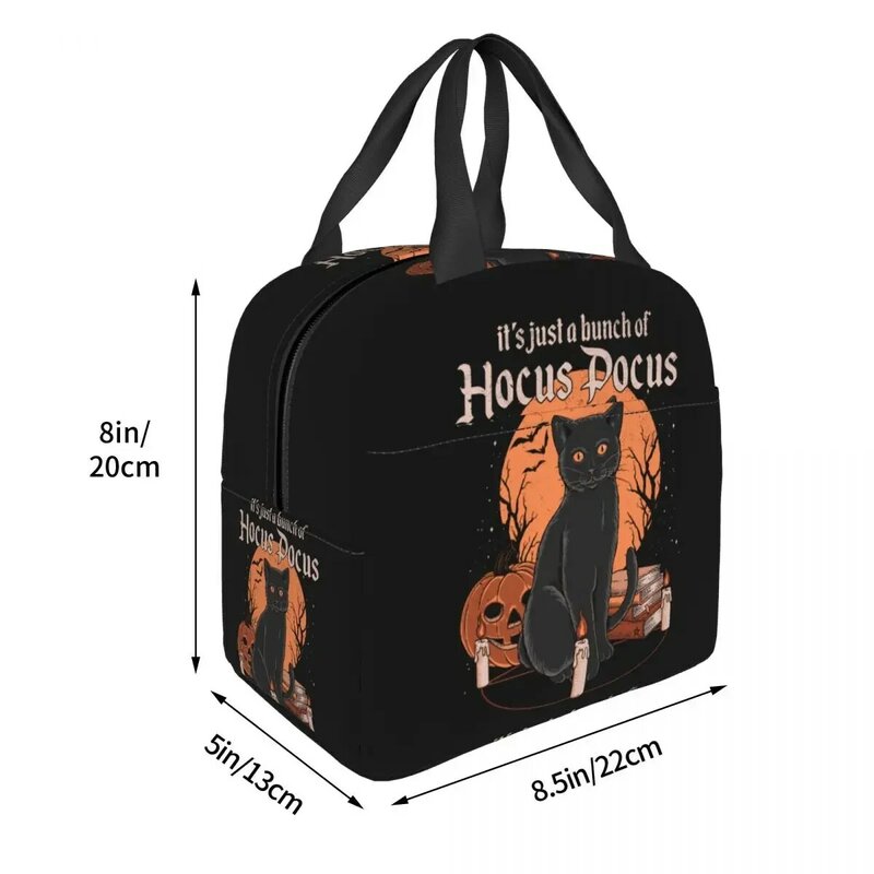 Mazzo di Pocus Hocus Lunch Bags riutilizzabile Halloween stregoneria Black Cat Cooler Thermal Insulated Lunch Tote Box per le donne bambini