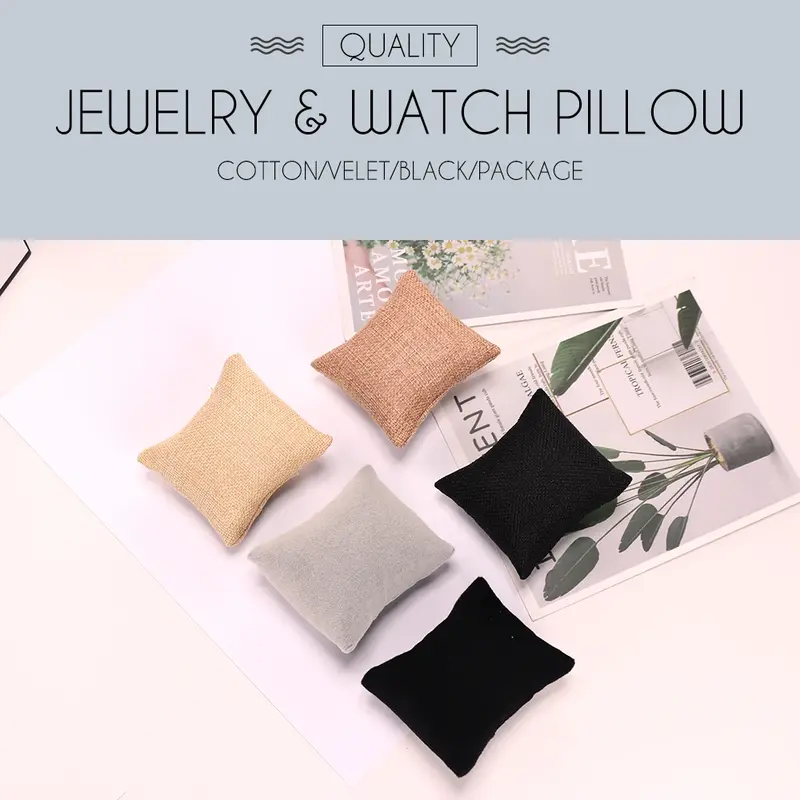 5 colori Beige nero grigio cuscino in tessuto per orologio braccialetto espositore regalo gioielli cuscino accessori fai da te all'ingrosso