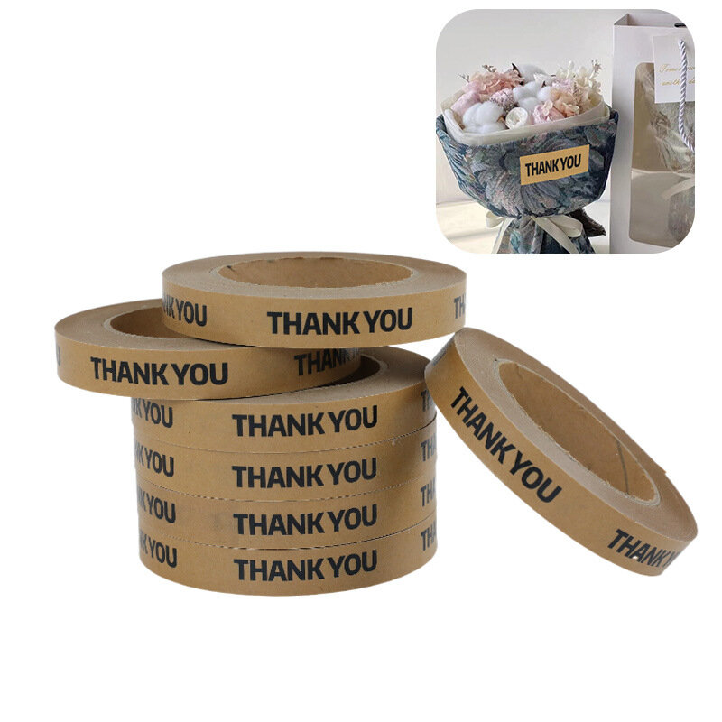 Dank U Kraftpapier Verzending Etiket Tape Take-Out Sticker Bakken Fles Coffe Cup Afdichting Lijm Stickers Verpakking Washi tape