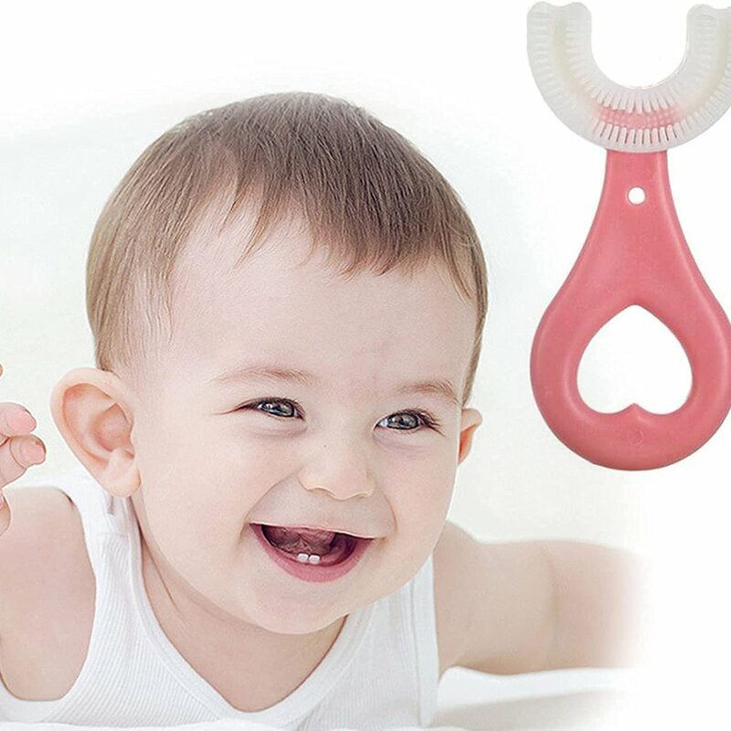 Детская закругленная U-образная зубная щетка из пищевого силикона, U-образная зубная щетка, детская зубная щетка для чистки всего рота