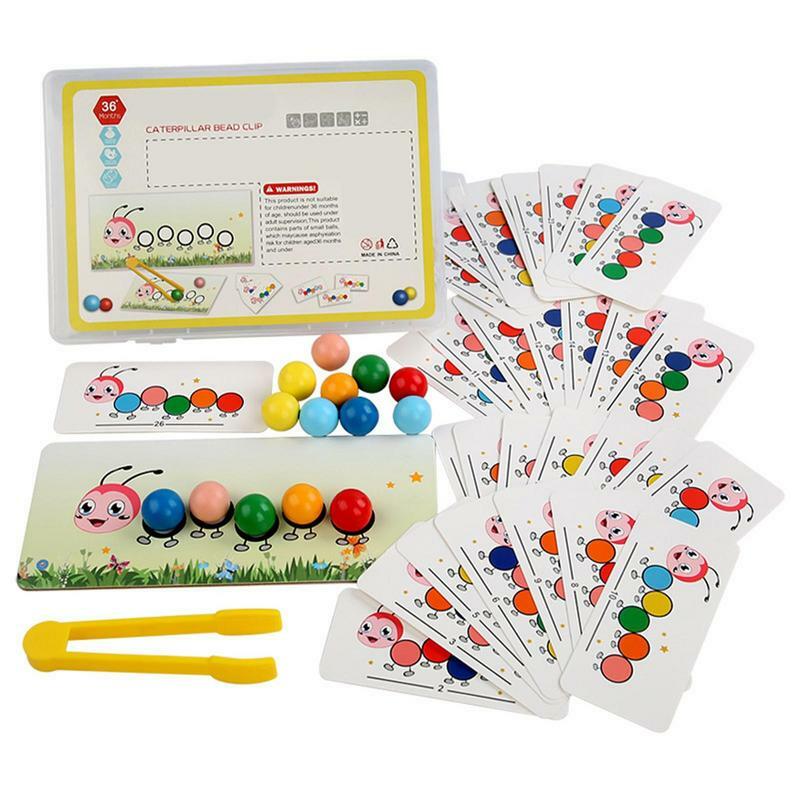 Drewniany robak cowpilar wzór Clip koraliki zabawka dzieci sortowanie kolorów pasujące do gry zabawki edukacyjne wczesna edukacja prezenty