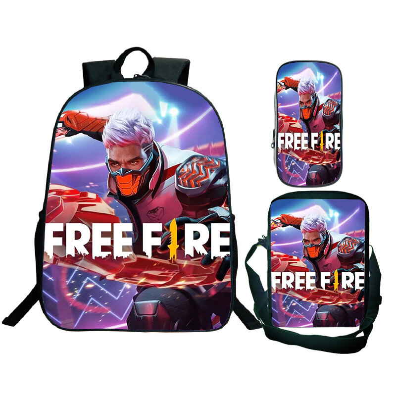 3d Print Free Fire Game Backpack 3pcs/set 16 Inch Large Capacity School Bags for Boys Girls Bookbag Students Travel Backpacks