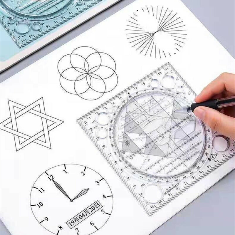 Modelo de desenho rotativo multifunções régua design de arte construção arquiteto estéreo geometria círculo desenho escala de medição