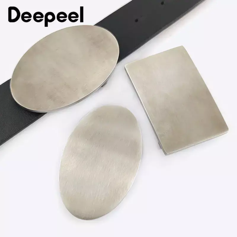 Deepeel-hebillas de cinturón de acero inoxidable para hombre, hebilla de cintura, cabeza de cuero, artesanías de Metal, placa lisa automática, botón hacia arriba, 35mm/40mm