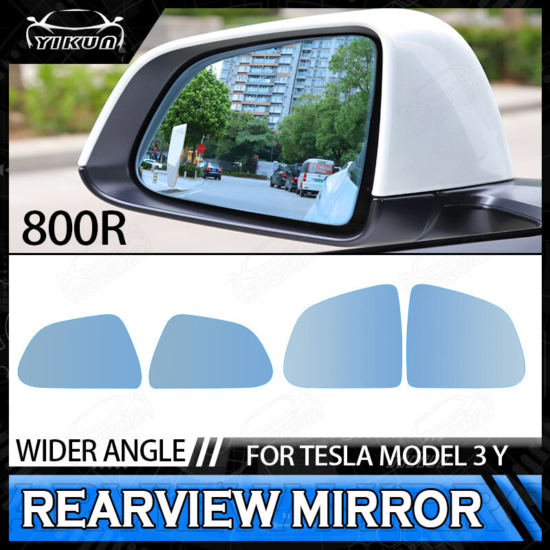 1Pair 800R Wide-Angle  Large Vision Rearview Mirror Heating Replacemen Anti Dazzle Reversing For Tesla Model 3 Y X S Accessories