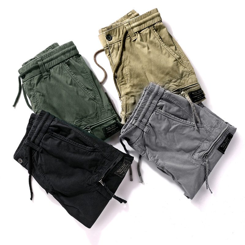 Shorts de carga camuflados para homens, outwear casual, algodão vintage, bolsos clássicos, moda sarja, nova marca, verão, 2022