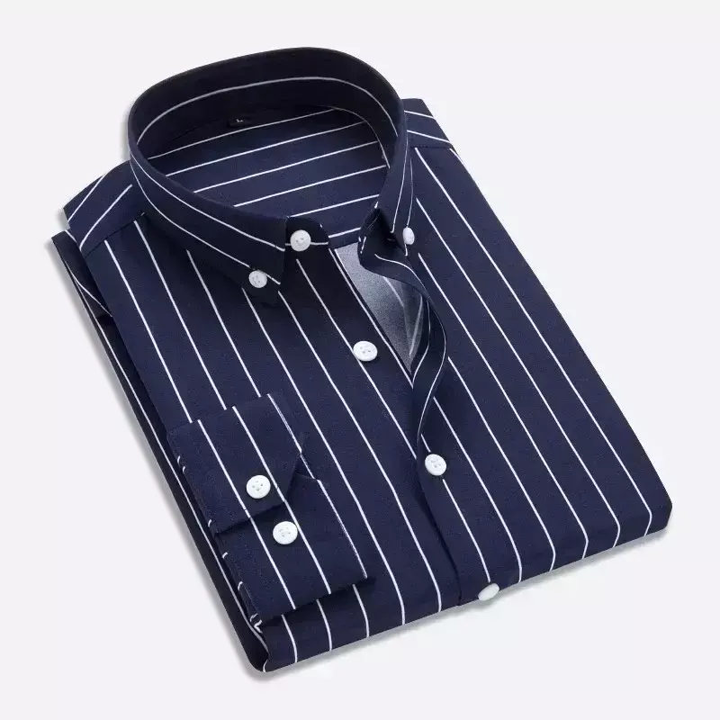 Classic Men‘s Long Sleeved Striped Casual Shirt Slim Fitted Men Cotton Business Formal Shirt