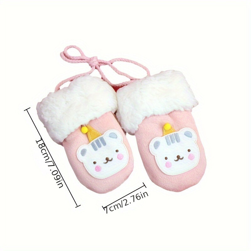 1pair Cute Boys And Girls Cartoon Gloves, Thick Warm Christmas Gloves For Christmas Halloween Gift