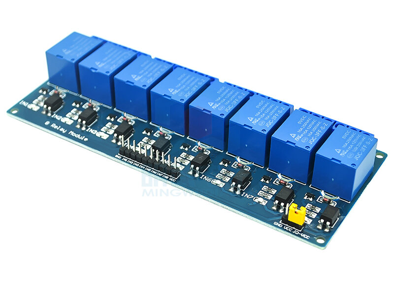 8-way relay module with optocoupler isolation supports AVR/51/PIC microcontroller