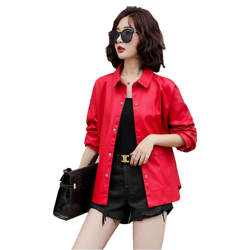 Lady Spring Summer Leather Suede Jacket Women Moto Biker Coat Outerwear  LF2318DG